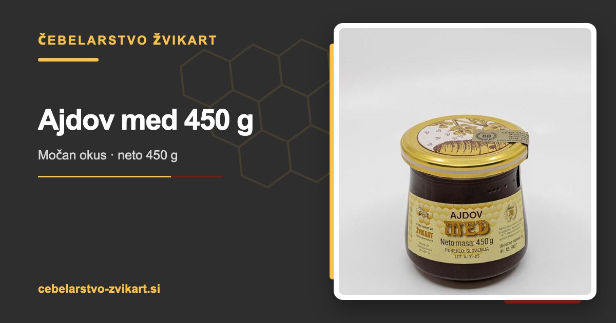 Ajdov med 450 g | Čebelarstvo Žvikart