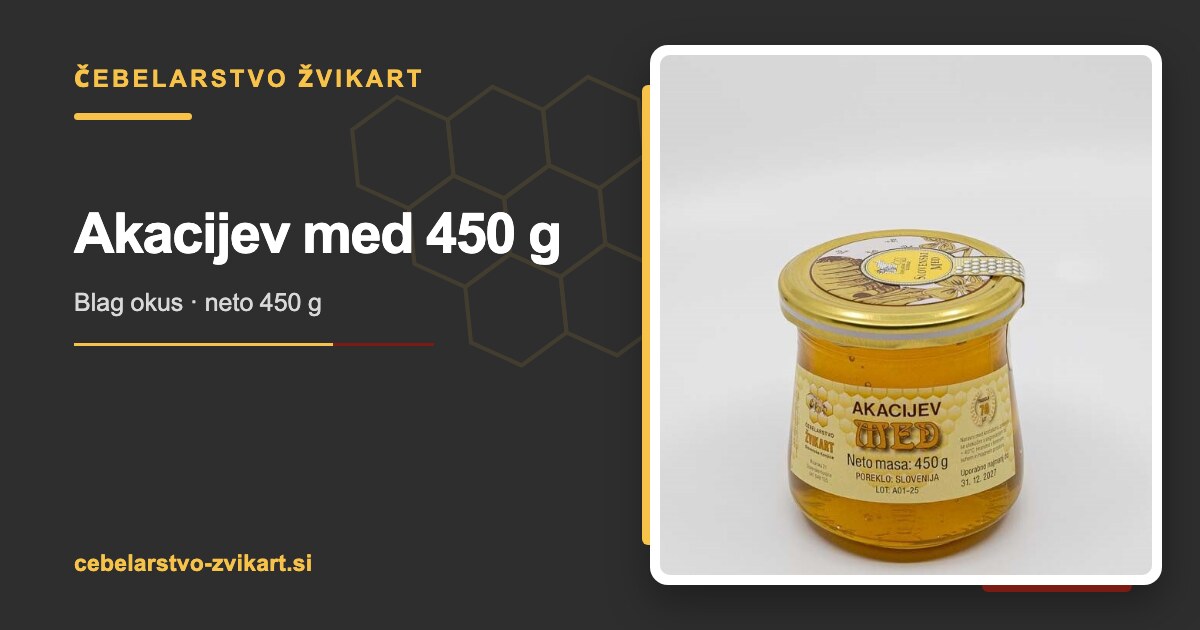 Akacijev med 450 g | Čebelarstvo Žvikart
