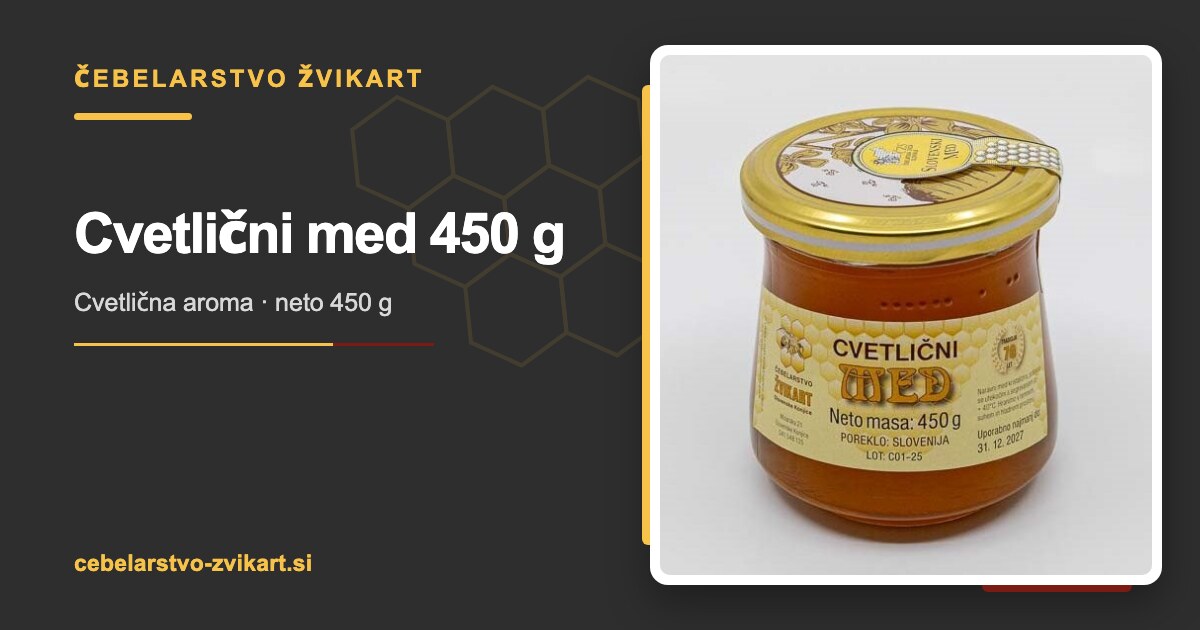 Cvetlični med 450 g | Čebelarstvo Žvikart