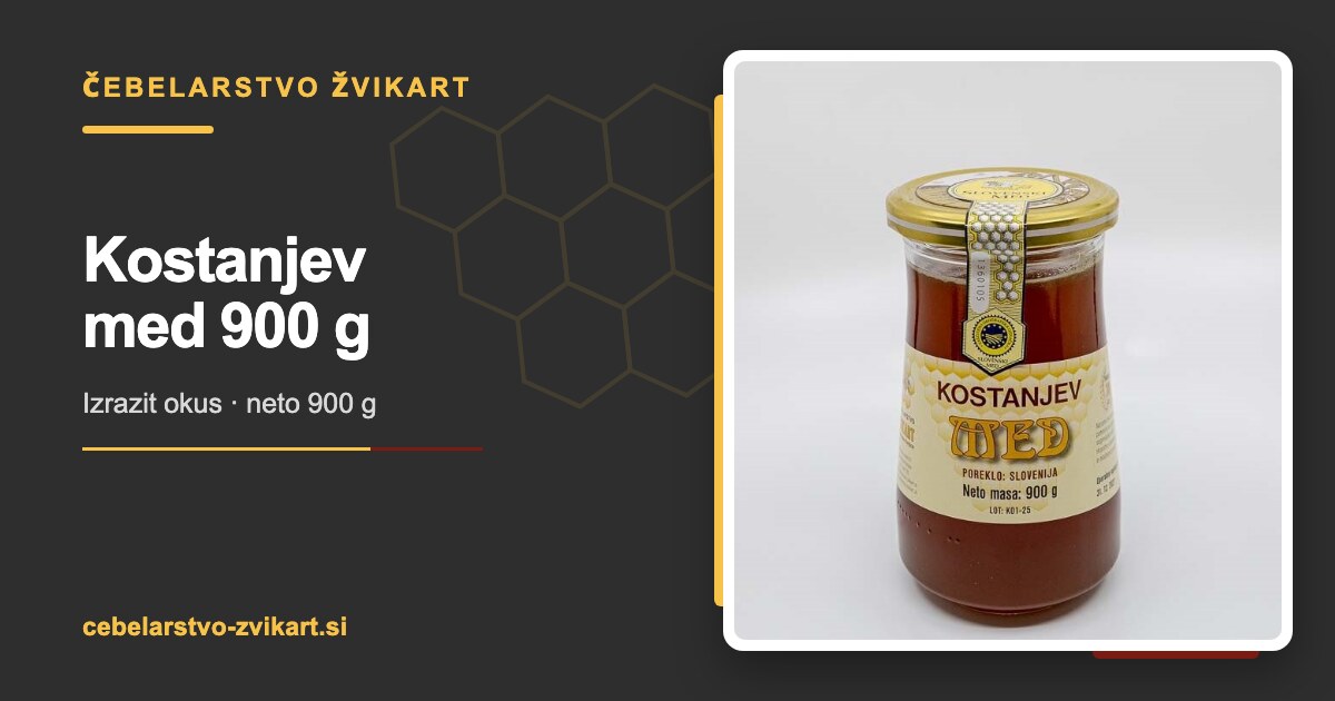 Kostanjev med 900 g | Čebelarstvo Žvikart