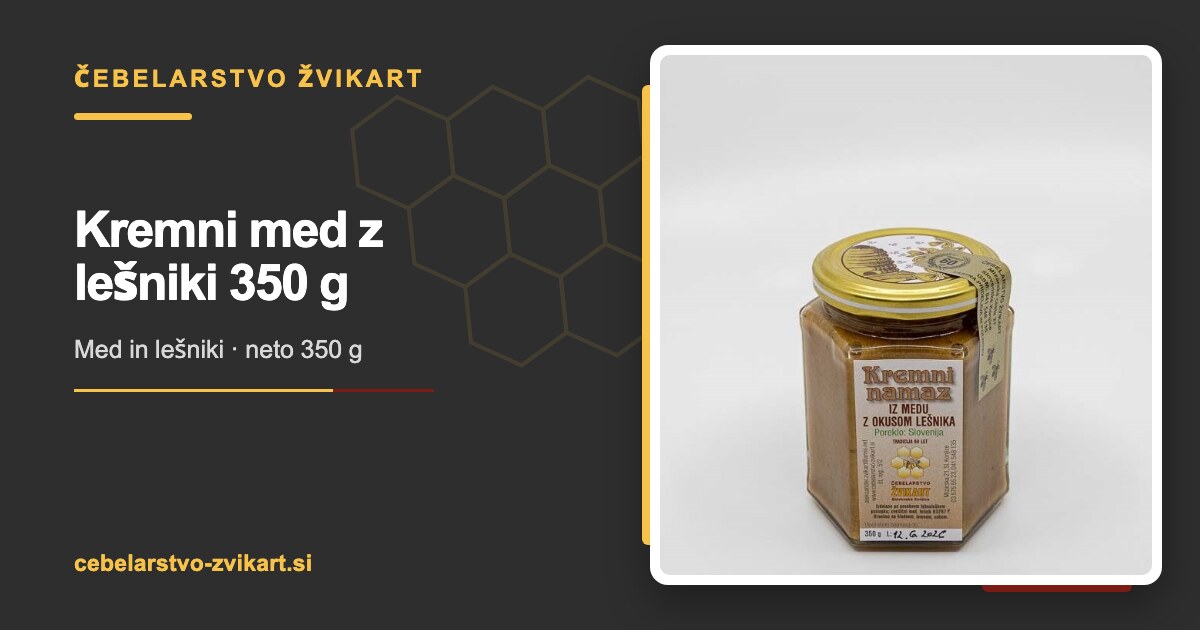 Kremni med z lešniki 350 g | Čebelarstvo Žvikart
