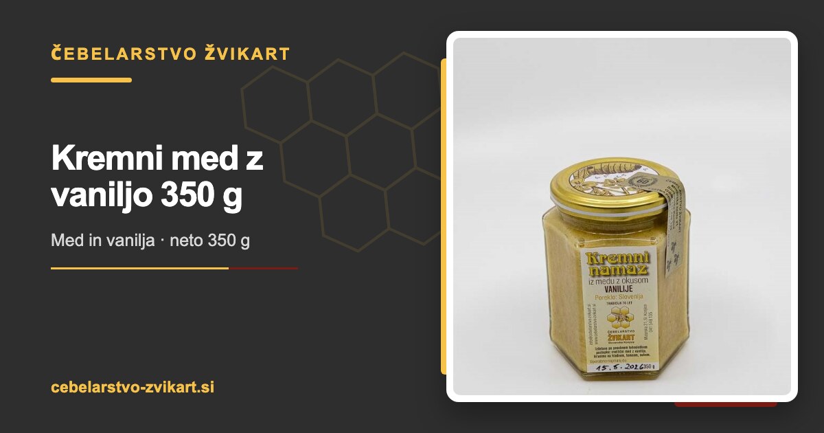 Kremni med z vaniljo 350 g | Čebelarstvo Žvikart