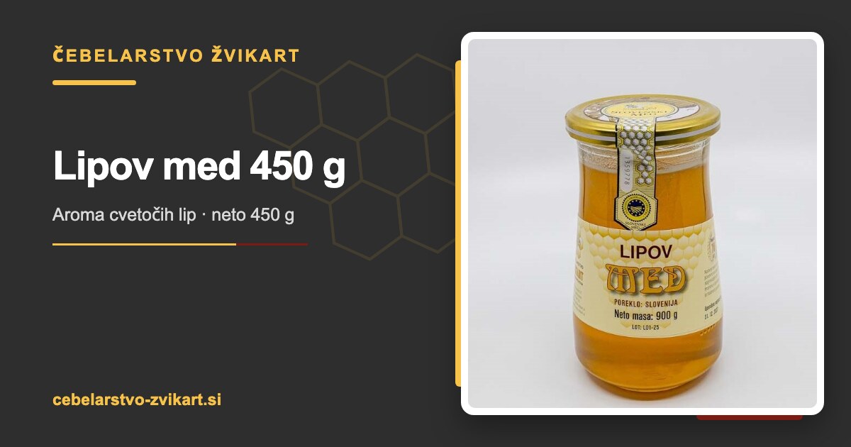 Lipov med 450 g | Čebelarstvo Žvikart