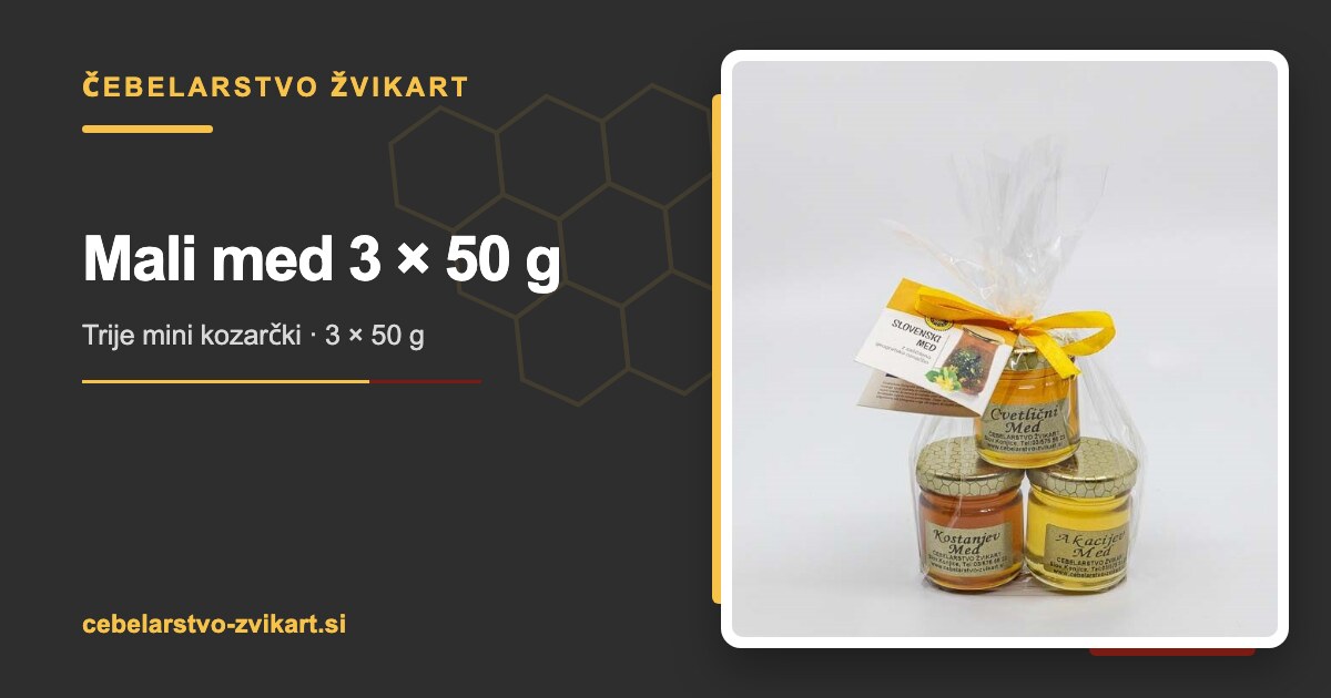 Mali med 3 × 50 g | Čebelarstvo Žvikart