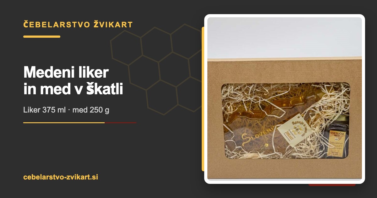 Medeni liker in med v škatli | Čebelarstvo Žvikart
