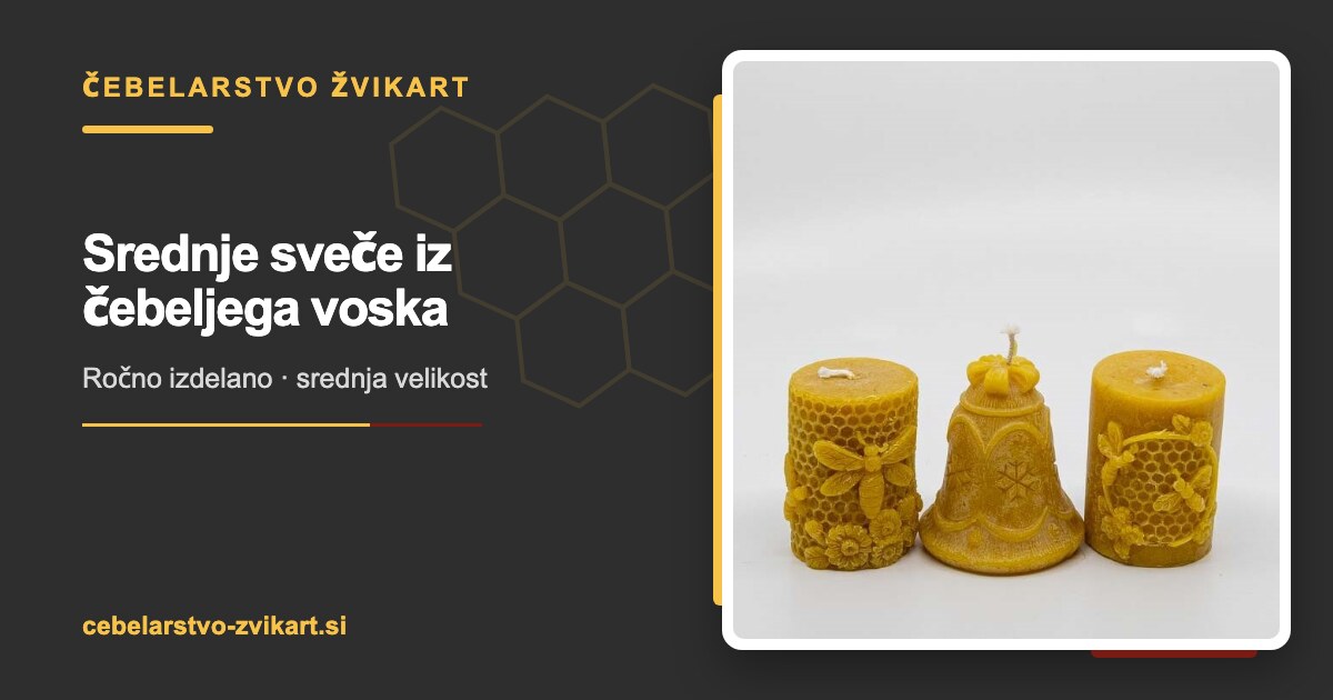 Srednje sveče iz čebeljega voska | Čebelarstvo Žvikart